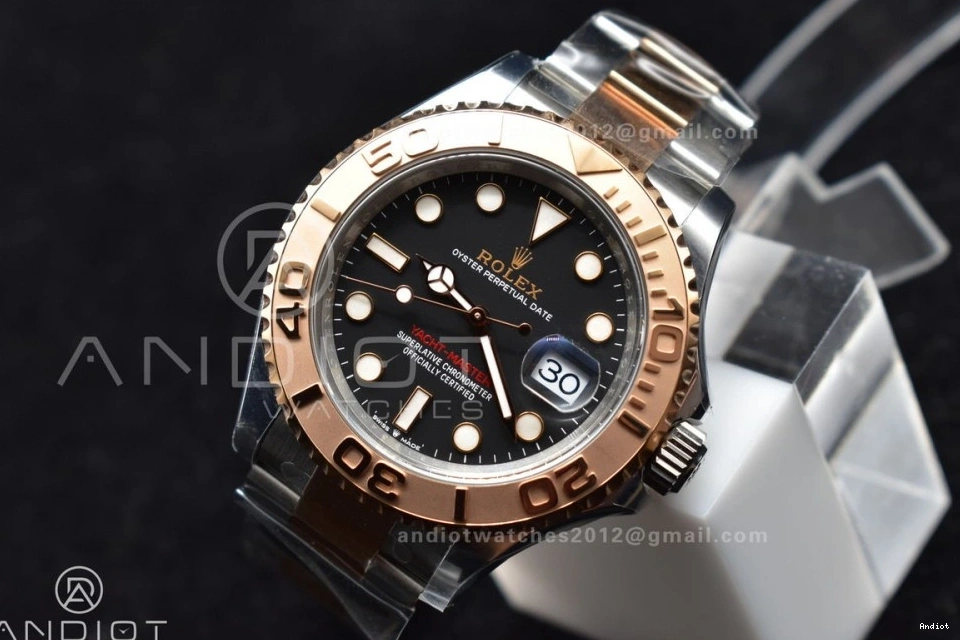 Gold Best Dial Edition Plated VR3235 904L 1:1 Yacht-Master Steel Black Rose Bracelet On 126621 SS Clean 1205